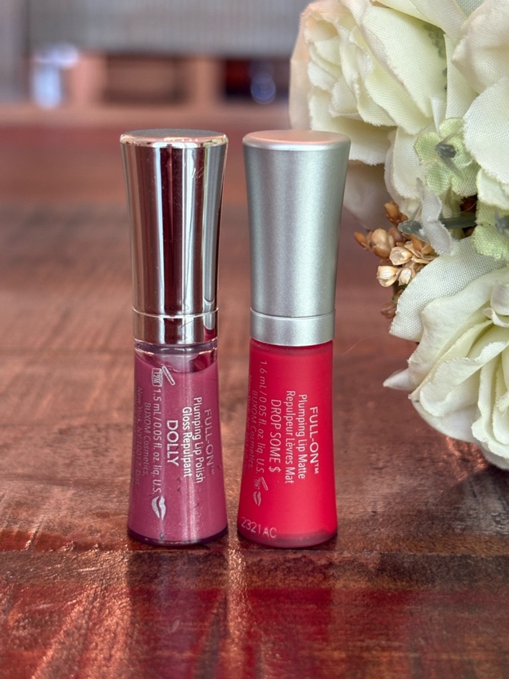 NEW Buxom FULL-ON Plumping LIP POLISH in DOLLY & LIP MATTE in DROP SOME $ Minis! - Picture 3 of 8